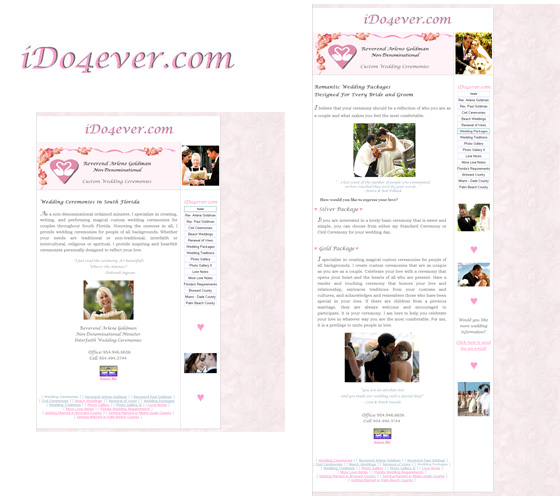 Portfolio: Florida Wedding Website Design