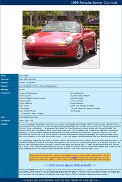 Portfolio: Web Pages for Ebay and Online Auctions Selling Motor Vehicles